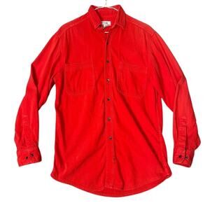 Vintage Gap Men's Red Long Sleeve Button-Up Shirt Size L
